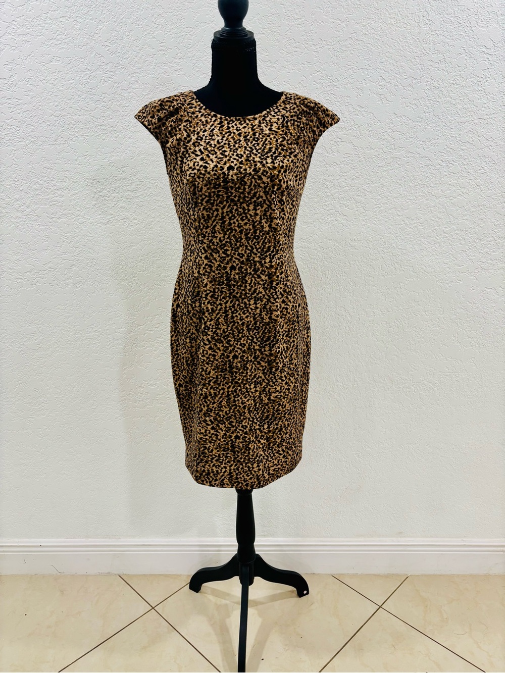 Calvin Klein Leopard-Print Cap Sleeve Sheath Dress - Brown/Black